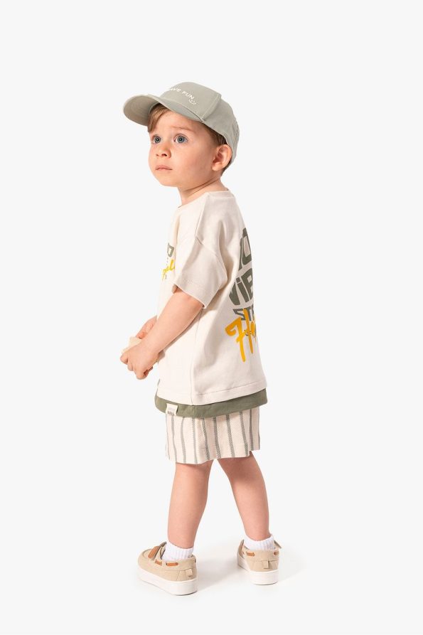 Jikko Baby Striped Shorts and Print Top Set for Kids