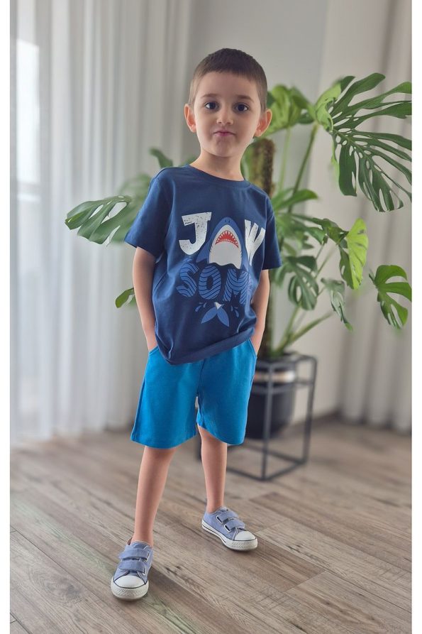 BALKABAĞI Jaws Boys Blue Summer Cotton Set