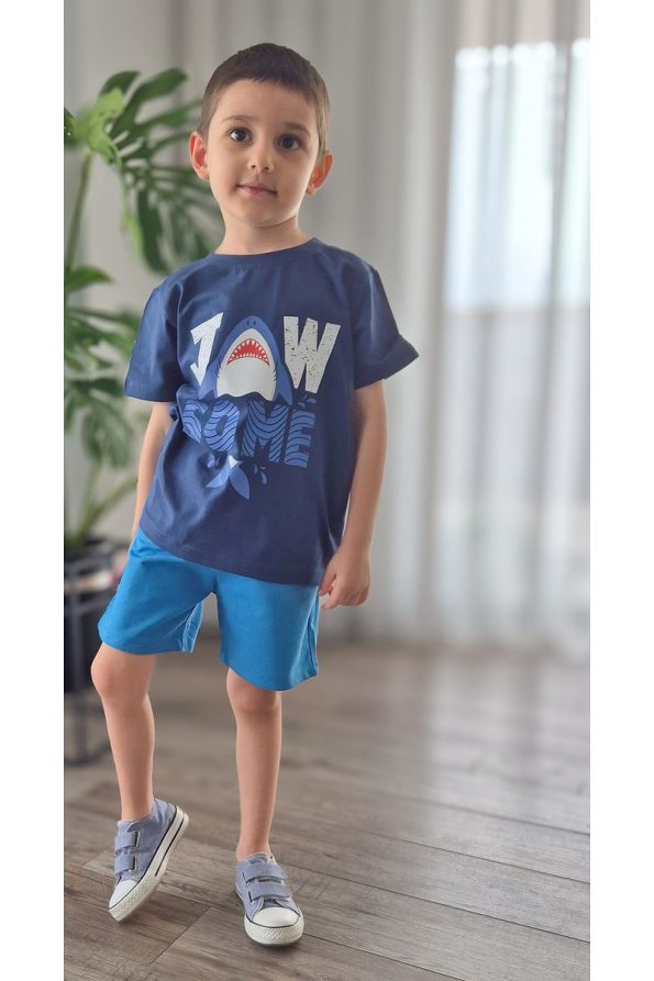 BALKABAĞI Jaws Boys Blue Summer Cotton Set