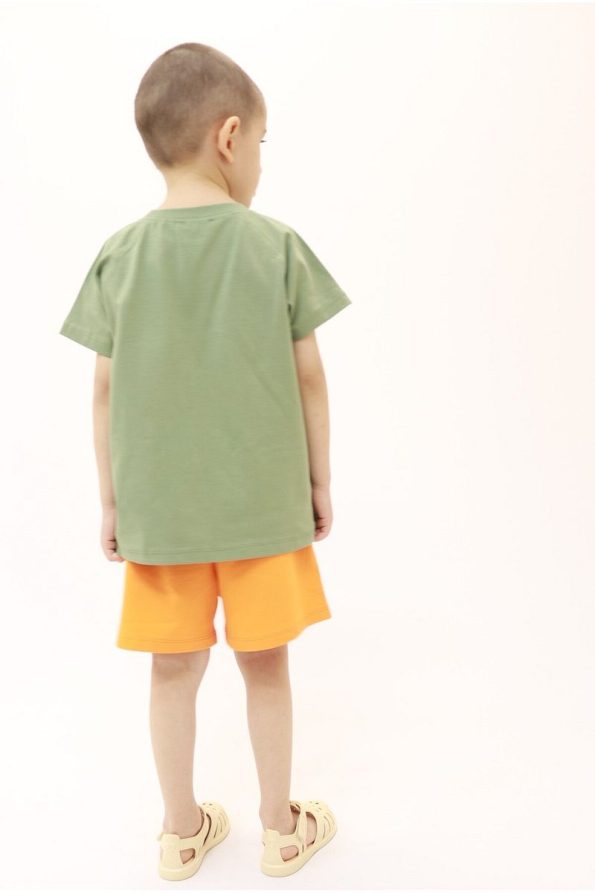 Pumpkin Off-Road Raglan Sleeve T-Shirt and Orange Shorts Set for Boys (Ages 2-8)