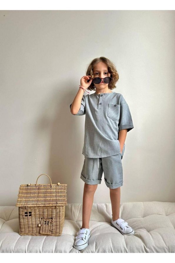 Yigit Boutique Boys' Poplin Fabric Shorts Set