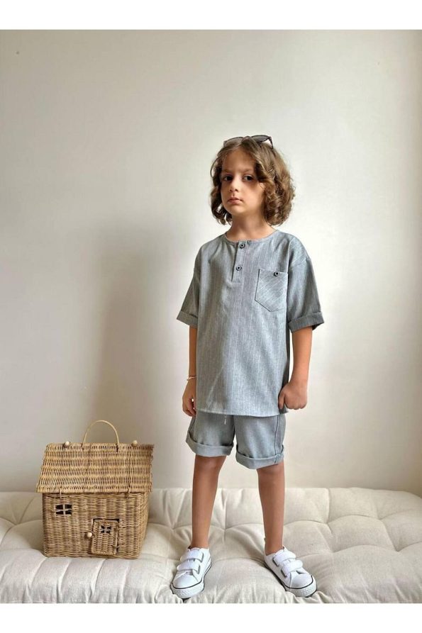 Yigit Boutique Boys' Poplin Fabric Shorts Set