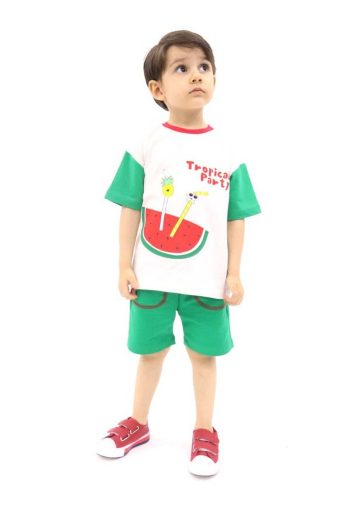 BALKABAĞI Tropical Party Boys' Shorts & Oversized T-Shirt Set