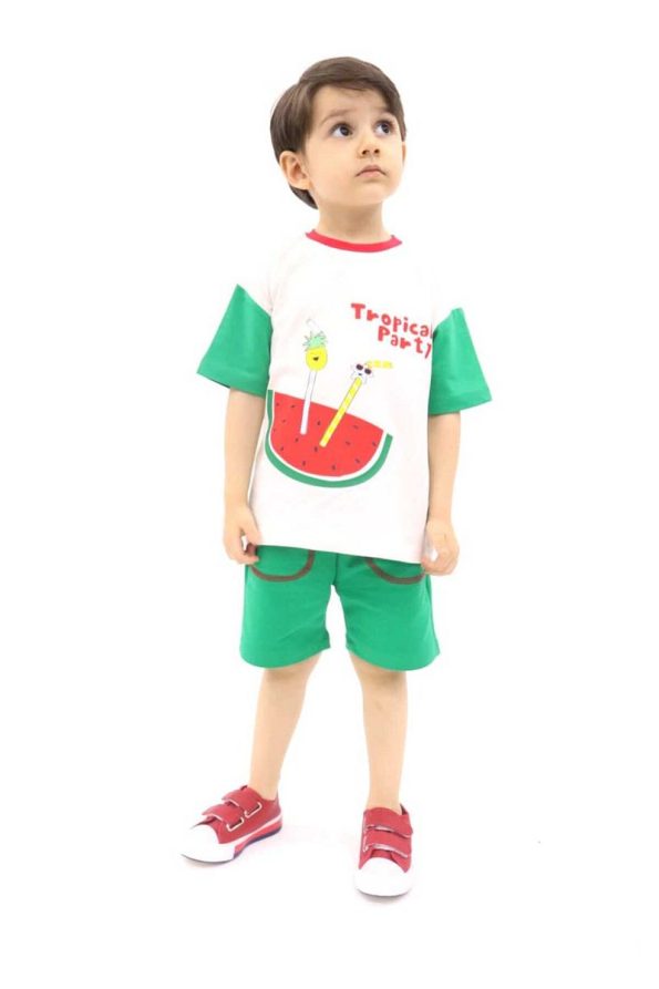 BALKABAĞI Tropical Party Boys' Shorts & Oversized T-Shirt Set