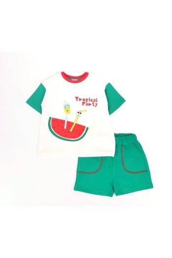 BALKABAĞI Tropical Party Boys' Shorts & Oversized T-Shirt Set