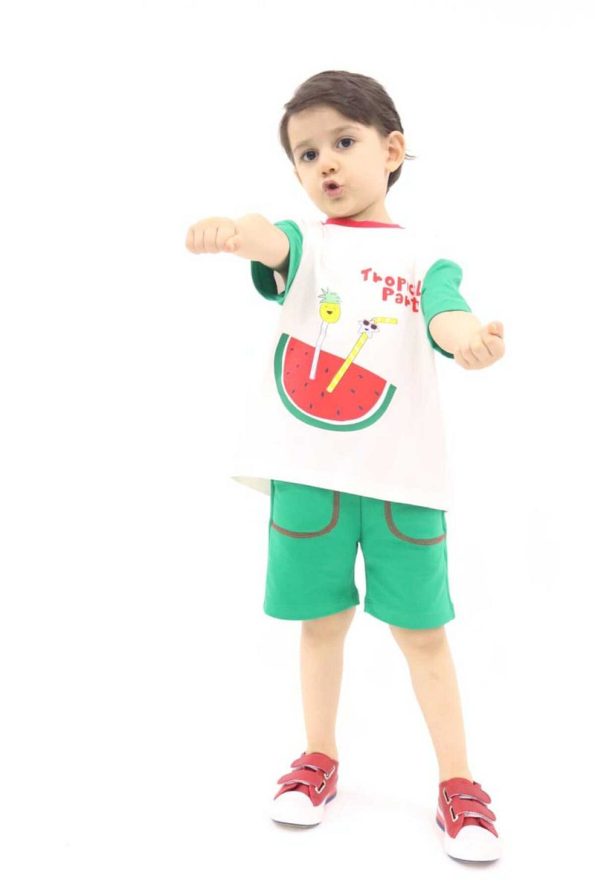BALKABAĞI Tropical Party Boys' Shorts & Oversized T-Shirt Set