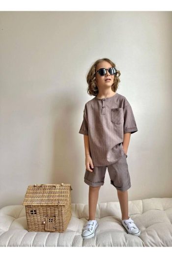 Yigit Boutique Boys' Poplin Fabric Short Set