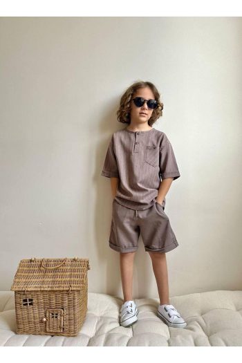 Yigit Boutique Boys' Poplin Fabric Short Set