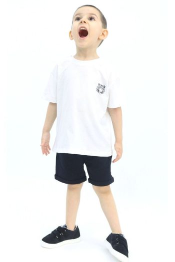 Pumpkin Tiger Boys' Casual Summer Outfit Set in Black and White