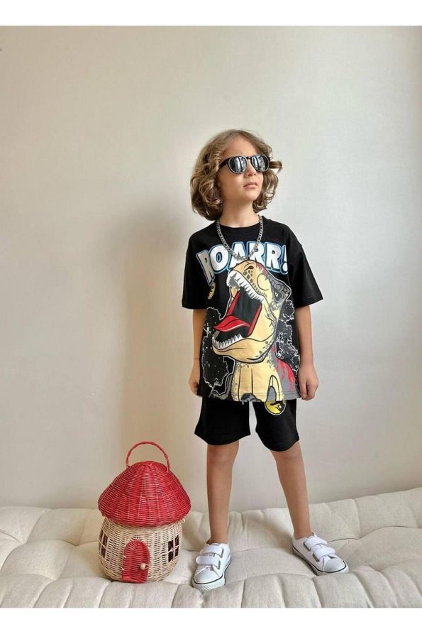 Yigit Boutique Dinosaur Print Short Set for Boys