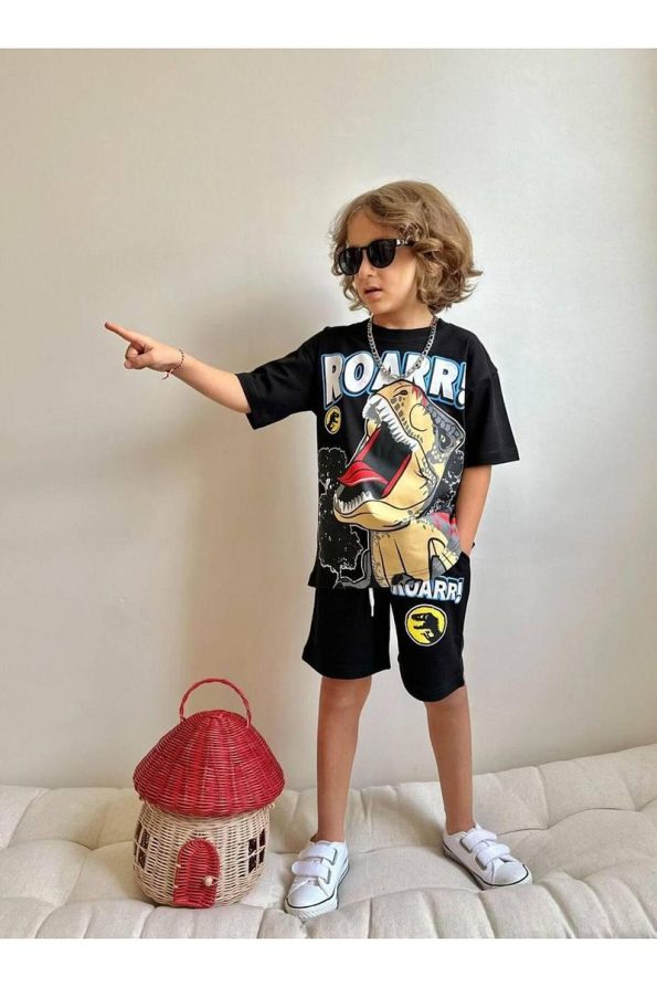 Yigit Boutique Dinosaur Print Short Set for Boys