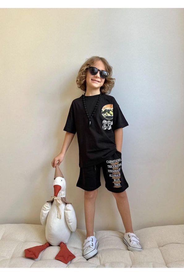 Yigit Boutique Dinosaur Print Boys Shorts Set