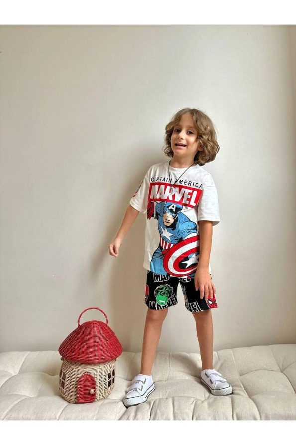 Yigit Boutique Marvel Printed Boys' Shorts Set