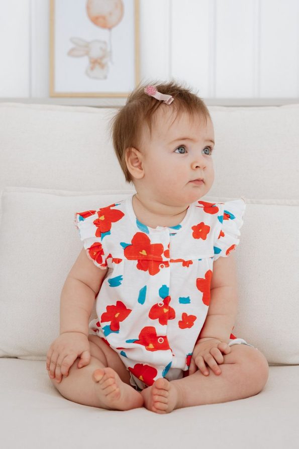 Lilabio 100% Cotton Ruffled Baby Romper