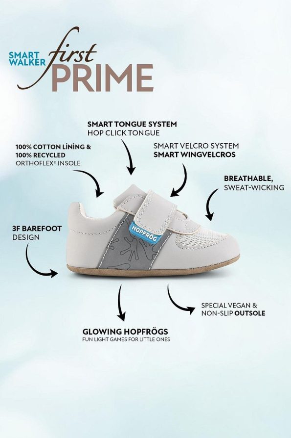 HOPFRÖG Smart Walker First Prime Super Mat Airy Gray Barefoot Baby Shoes