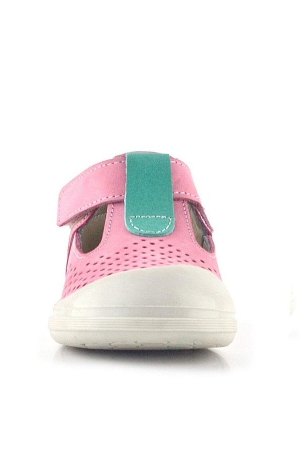 Rakerplus Shaun Genuine Leather Pink Green Velcro Anatomical Baby Sandals