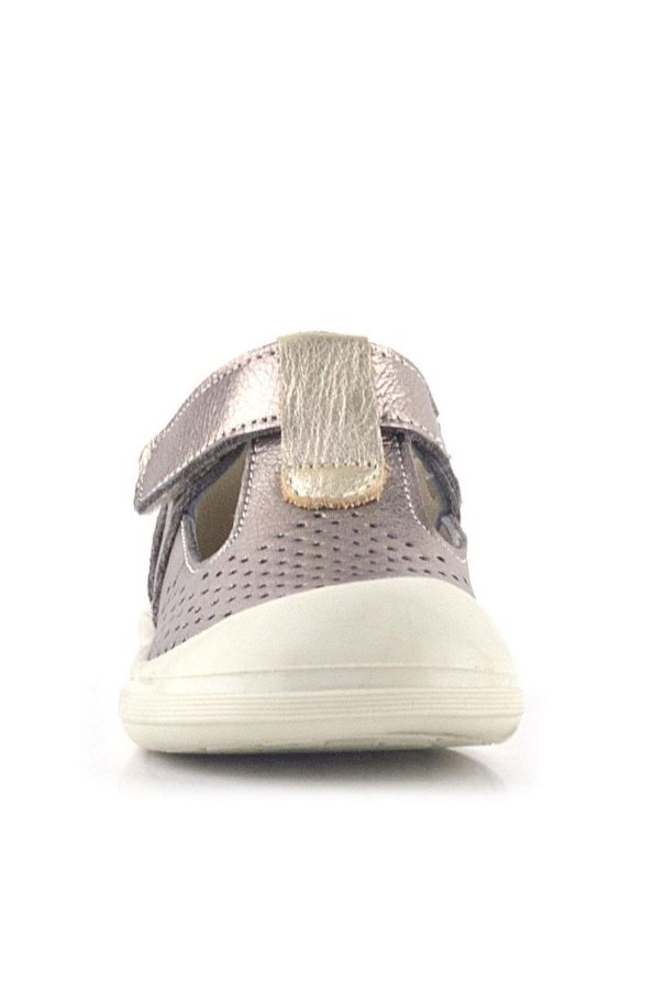 Rakerplus Shaun Genuine Leather Gold Velcro Anatomical Baby Girl Sandals