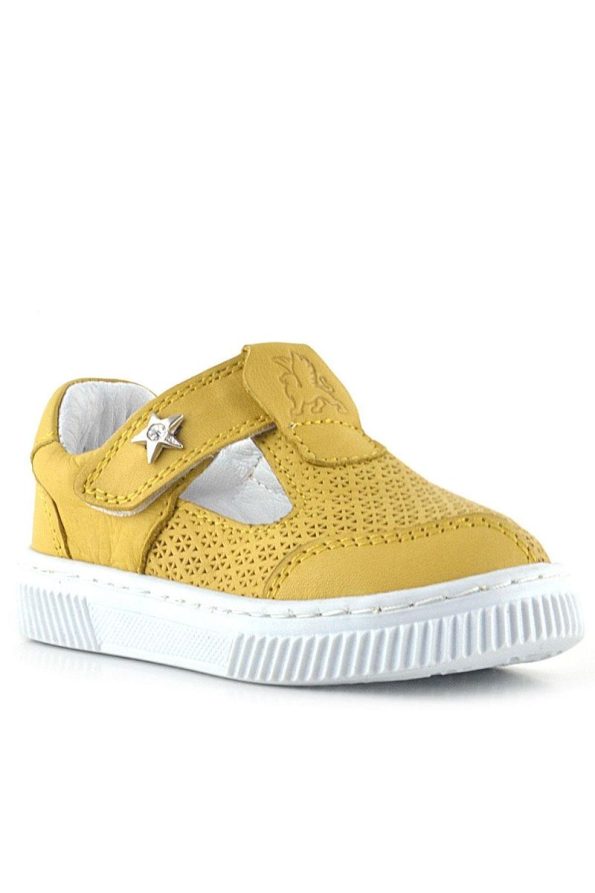 Rakerplus Bheem Genuine Leather Yellow Velcro Star Detail Baby Sandals