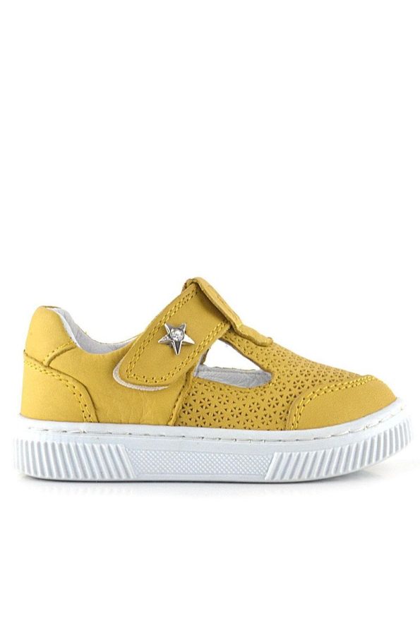 Rakerplus Bheem Genuine Leather Yellow Velcro Star Detail Baby Sandals