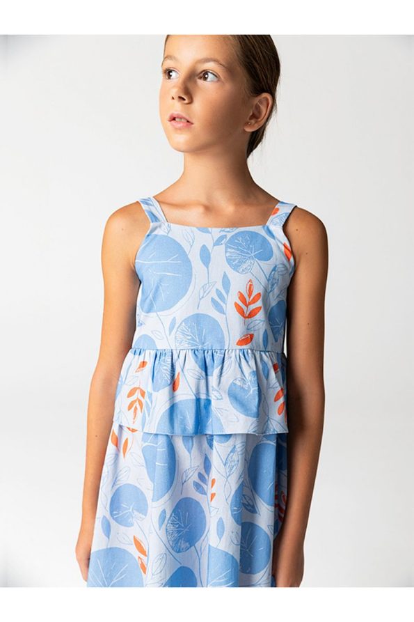SheShe Blue Ruffle Breeze Dress for Girls