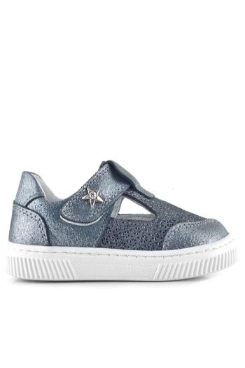 Rakerplus Bheem Genuine Leather Silver Glitter Velcro Star Detail Baby Sandals