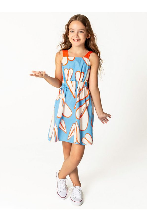 SheShe Orange Strappy Dress for Girls