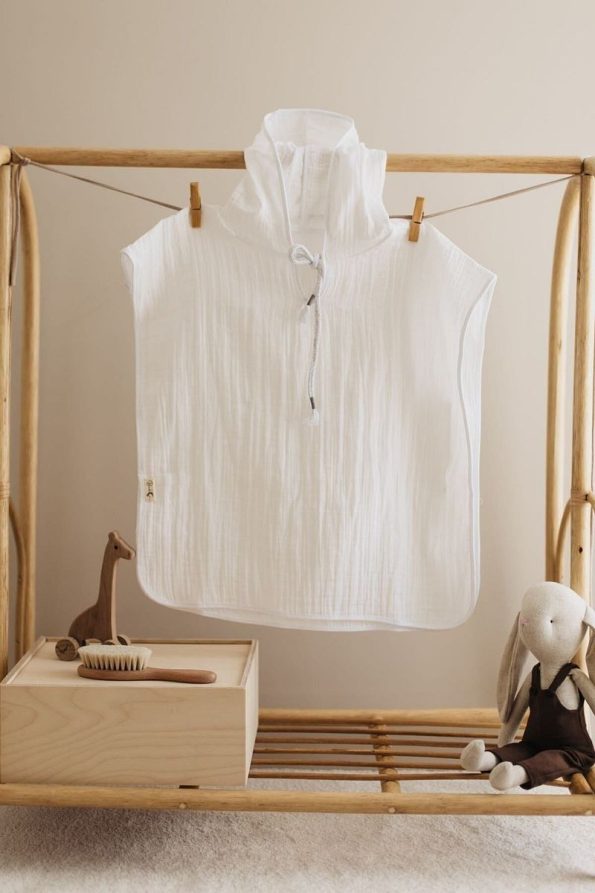 Bedeca 100% Organic Cotton Muslin Poncho - Unisex Baby and Kids Beach Cover-Up