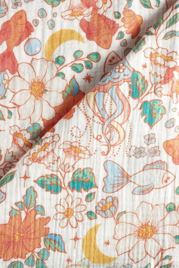 Tuğba Swan Double Layer Muslin Cover - Summer Vibe - Design 9