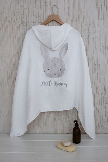 Tuğba Swan 4-Layer Muslin Hooded Towel - For Baby Series - Sketch Bunny