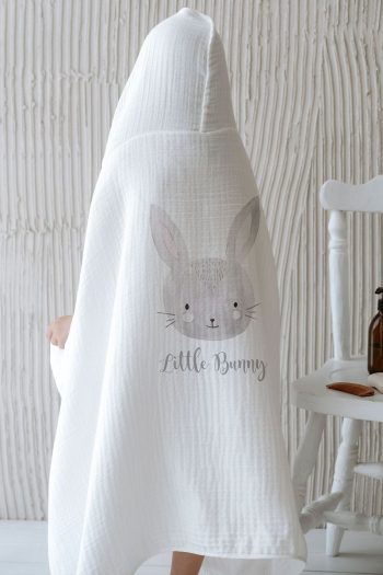 Tuğba Swan 4-Layer Muslin Hooded Towel - For Baby Series - Sketch Bunny
