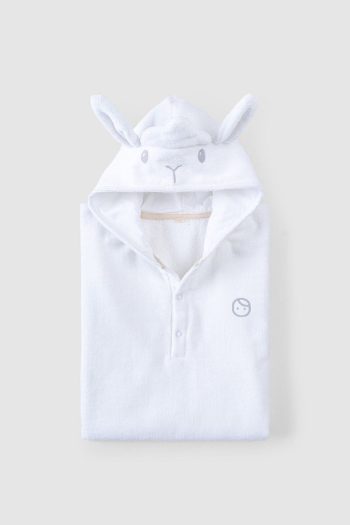 Little Gusto Organic Cotton Baby Lamb Towel White Poncho