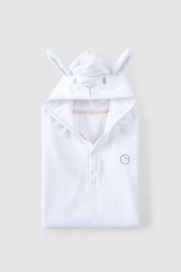 Little Gusto Organic Cotton Baby Lamb Towel White Poncho