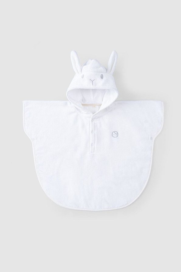 Little Gusto Organic Cotton Baby Lamb Towel White Poncho