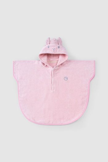 Little Gusto Organic Cotton Baby Pink Bunny Poncho