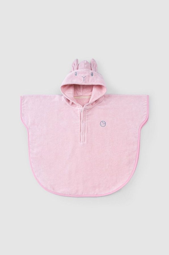 Little Gusto Organic Cotton Baby Pink Bunny Poncho