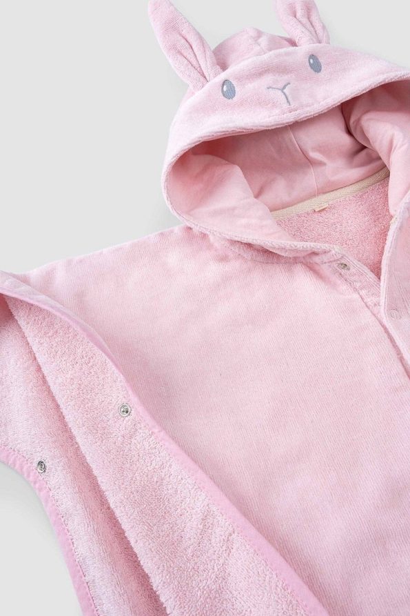 Little Gusto Organic Cotton Baby Pink Bunny Poncho