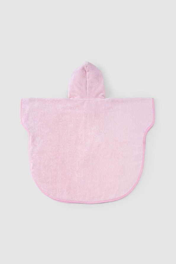 Little Gusto Organic Cotton Baby Pink Bunny Poncho