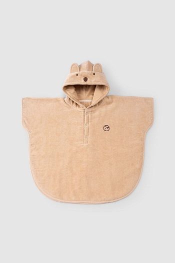 Little Gusto Organic Cotton Baby Beige Poncho Bear