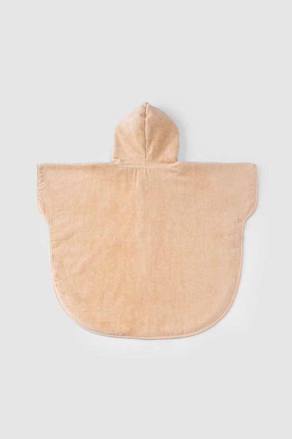 Little Gusto Organic Cotton Baby Beige Poncho Bear