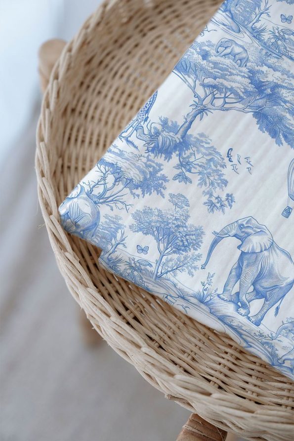Tuğba Swan 4-Layer Muslin Blanket (100x120) - Blue Toile De Jouy