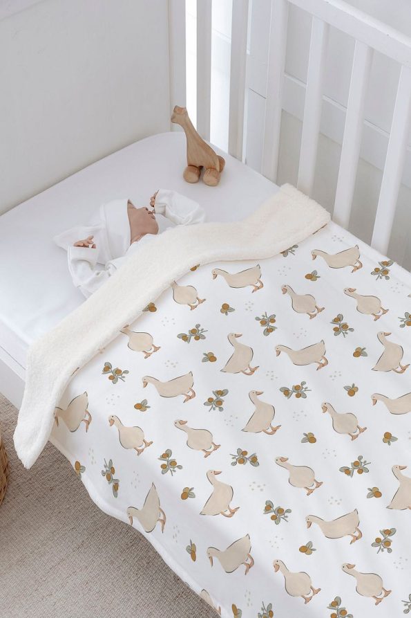 Tuğba Swans Plush Reversible Blanket - Bohemian Duck