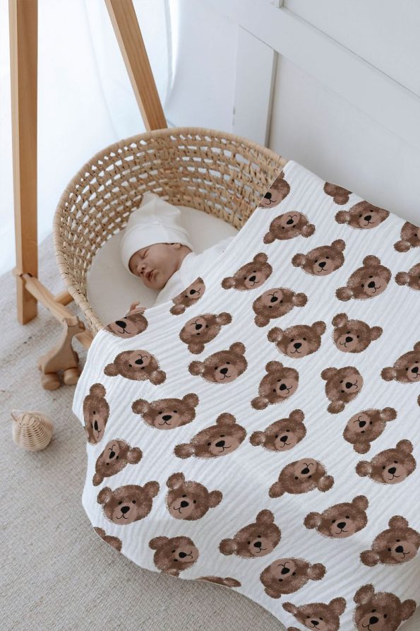 Tuğba Swan 4-Layer Muslin Blanket (100x120) - Tiny Bear