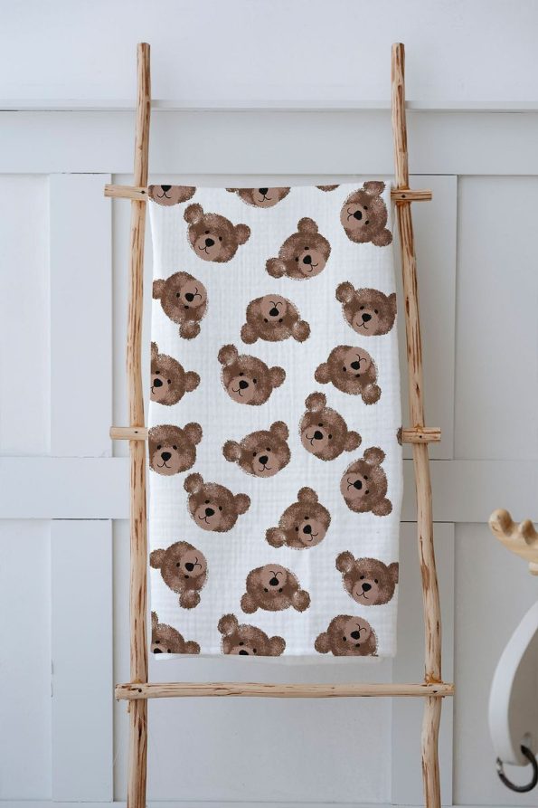 Tuğba Swan 4-Layer Muslin Blanket (100x120) - Tiny Bear