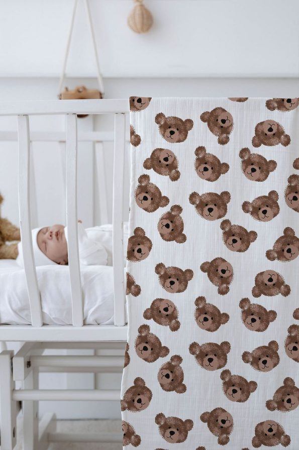 Tuğba Swan 4-Layer Muslin Blanket (100x120) - Tiny Bear