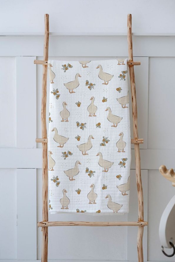 Tuğba Swan 4-Layer Muslin Blanket (100x120) - Bohem Duck