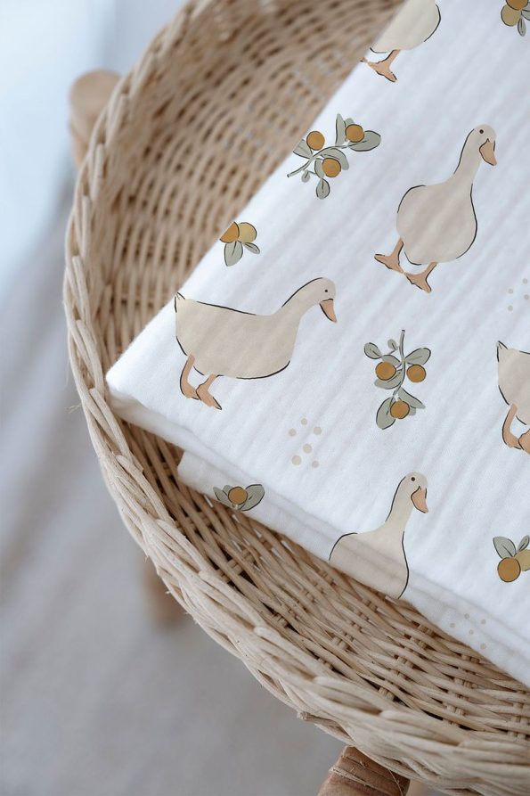 Tuğba Swan 4-Layer Muslin Blanket (100x120) - Bohem Duck