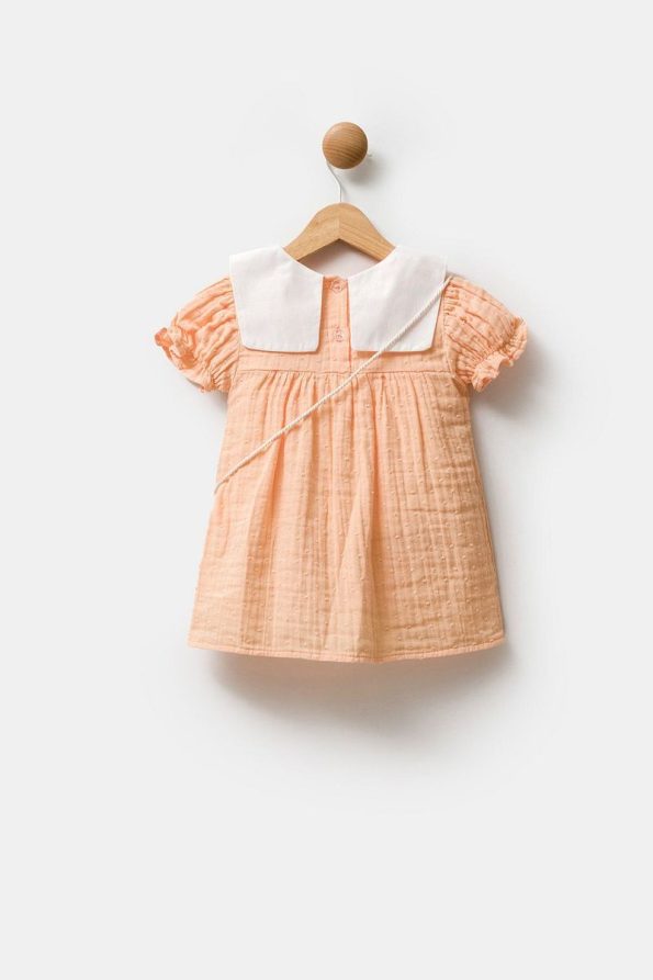Minipodyum Embroidered Baby Collar Muslin Dress for Girls