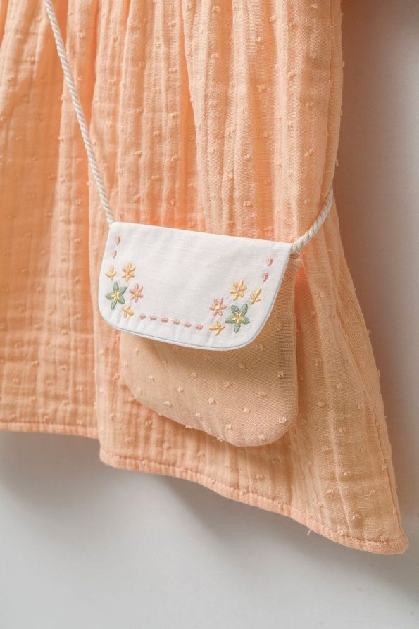 Minipodyum Embroidered Baby Collar Muslin Dress for Girls