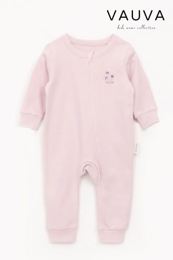Baby Girl Boy Long Sleeve Embroidered Zip-Up Sleep Suit
