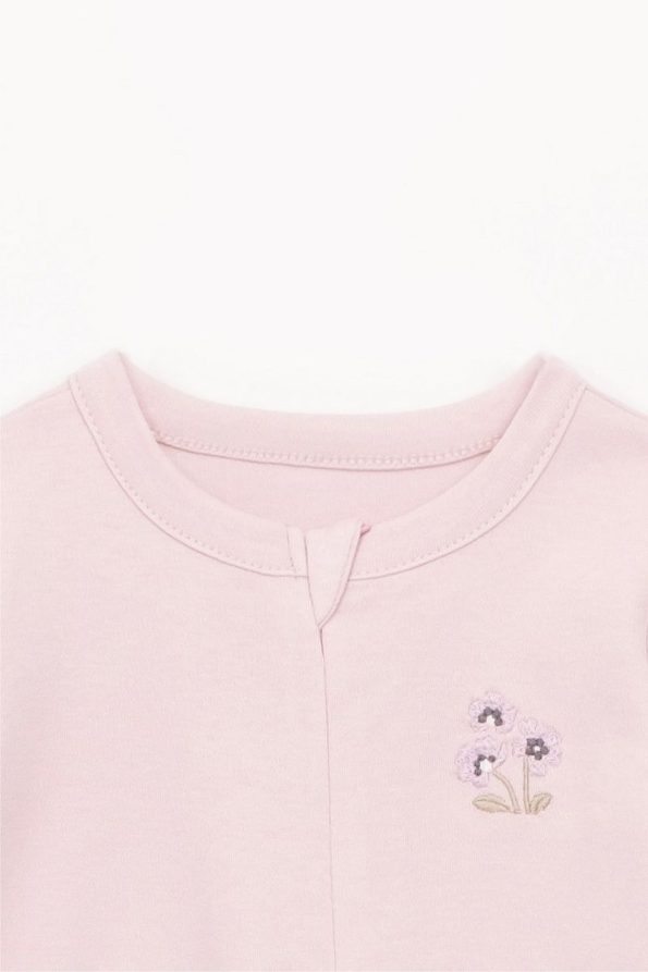 Baby Girl Boy Long Sleeve Embroidered Zip-Up Sleep Suit